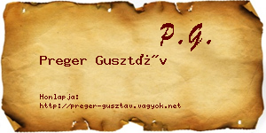 Preger Gusztáv névjegykártya